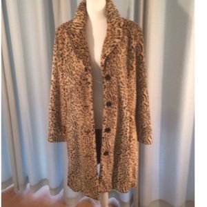Liz Claiborne Faux Leopard Fur Coat Size L